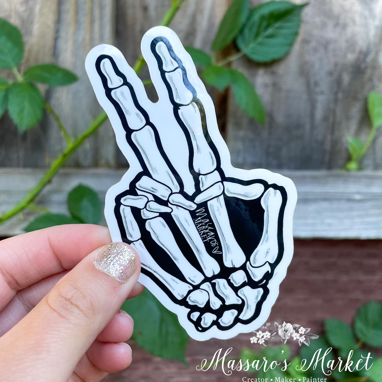 Peace Sign, Skeleton-Vinyl Sticker, UV and Water Proof