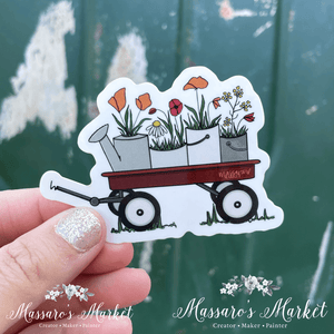 Bulk Sticker- Wholesale. Floral Wagon Vinyl Sticker