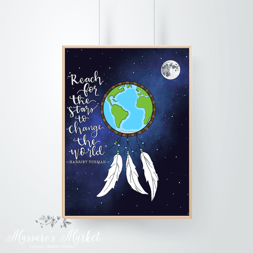 Change The World- Art Print Digital Illustration World Moon Galaxy Prints