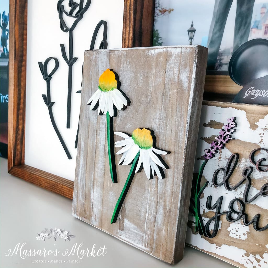 Daisy ..- Floral Wood Sign Laser Cut Hand Painted Home Decor