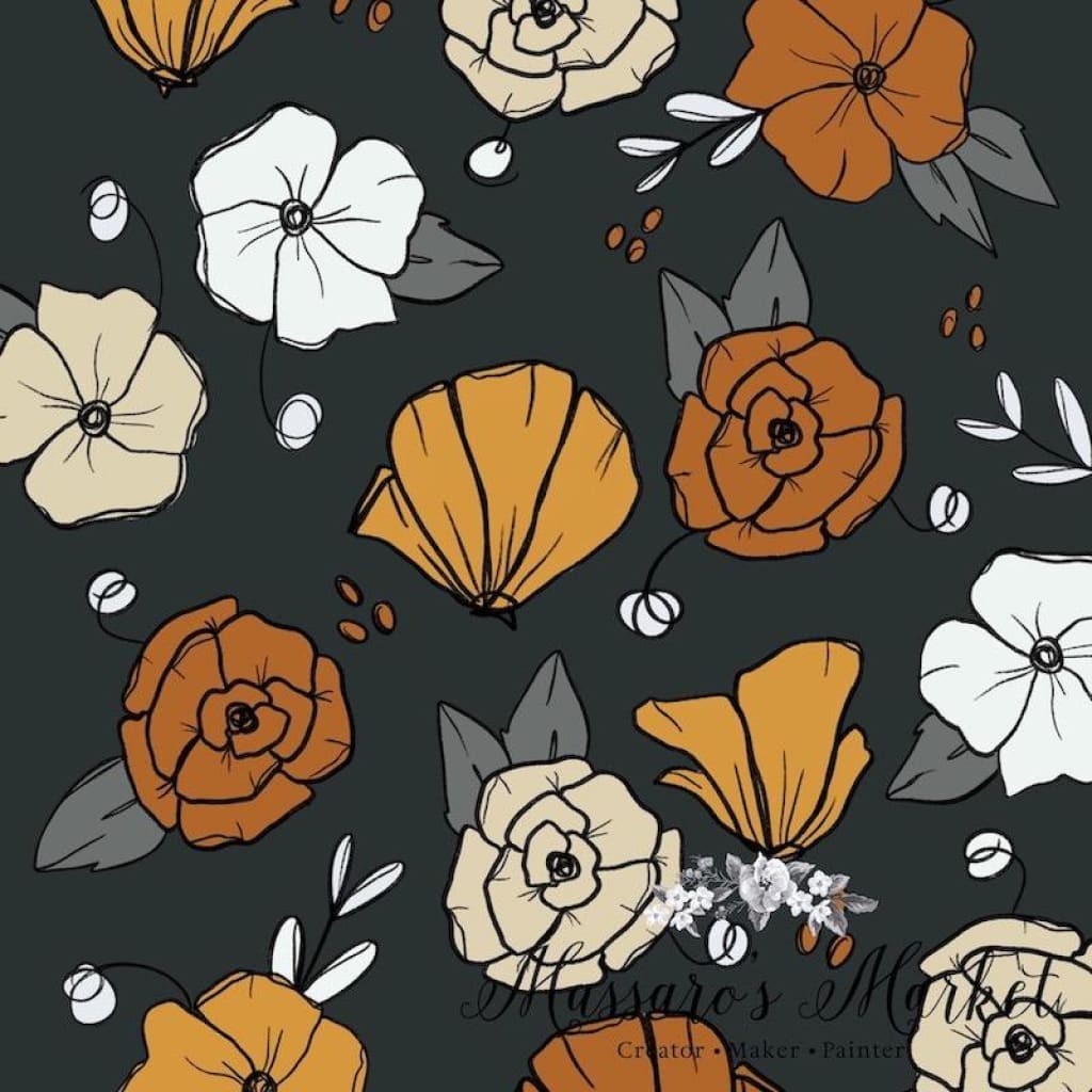 Fall Orange Floral Art Print Roses Poppy Prints