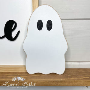 Ghost- 10 White Ghost Black Glitter- Spooky Halloween Home Decor