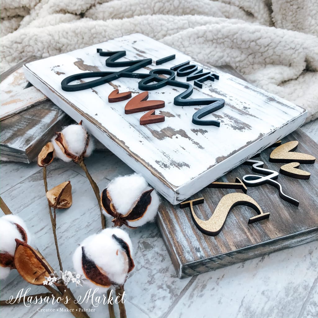 I Love You- Laser Cut Wood Sign Shelf Decor Home Decor