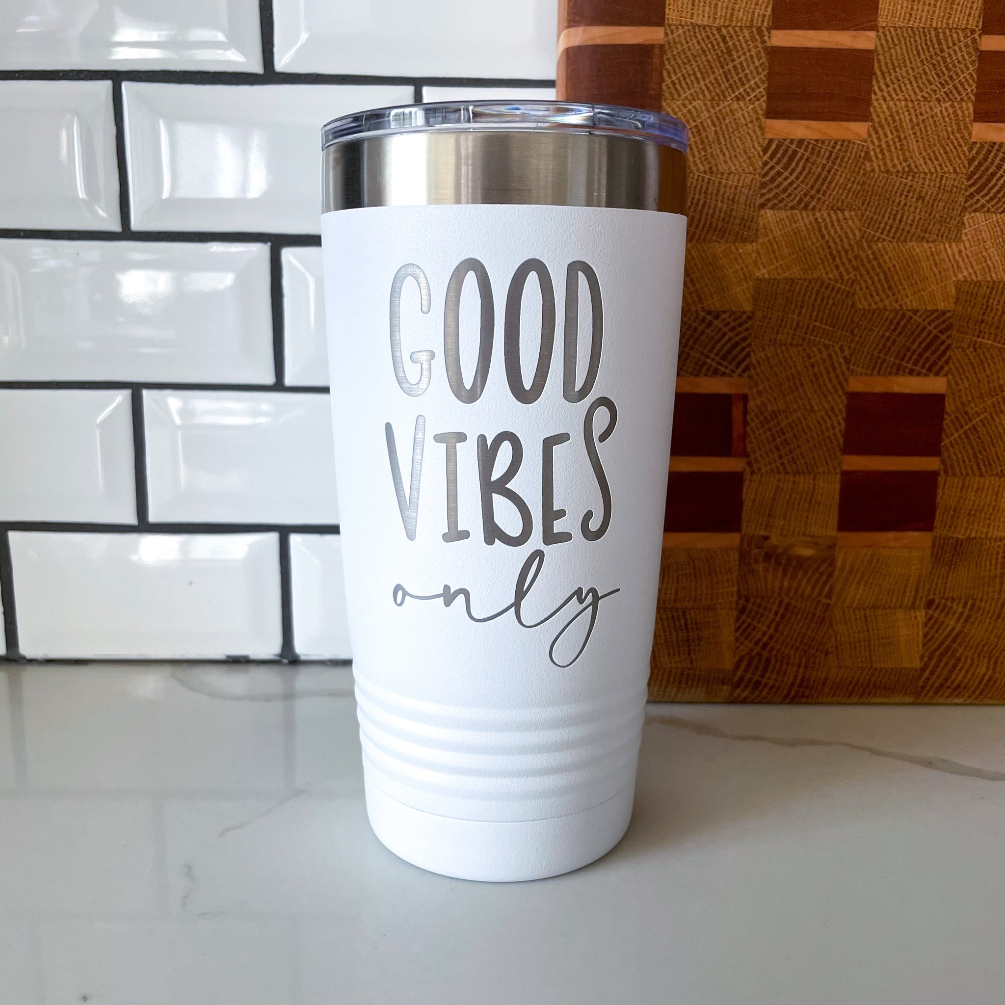I Run On Good Vibes-Workout Fitness 20 Oz Car Cup Travel Coffee
