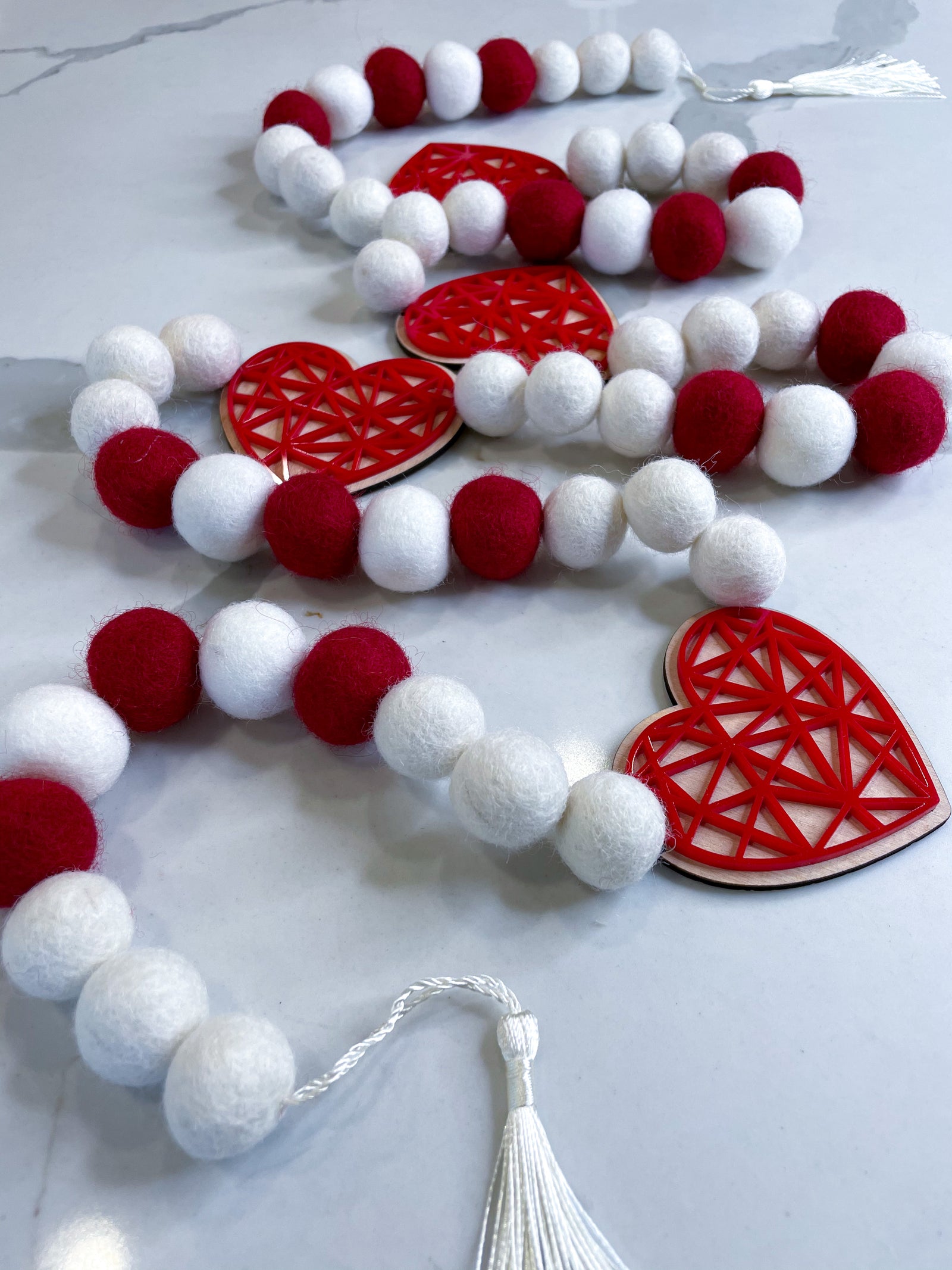 Geometric Heart, Red and White - Valentine’s Day Garland