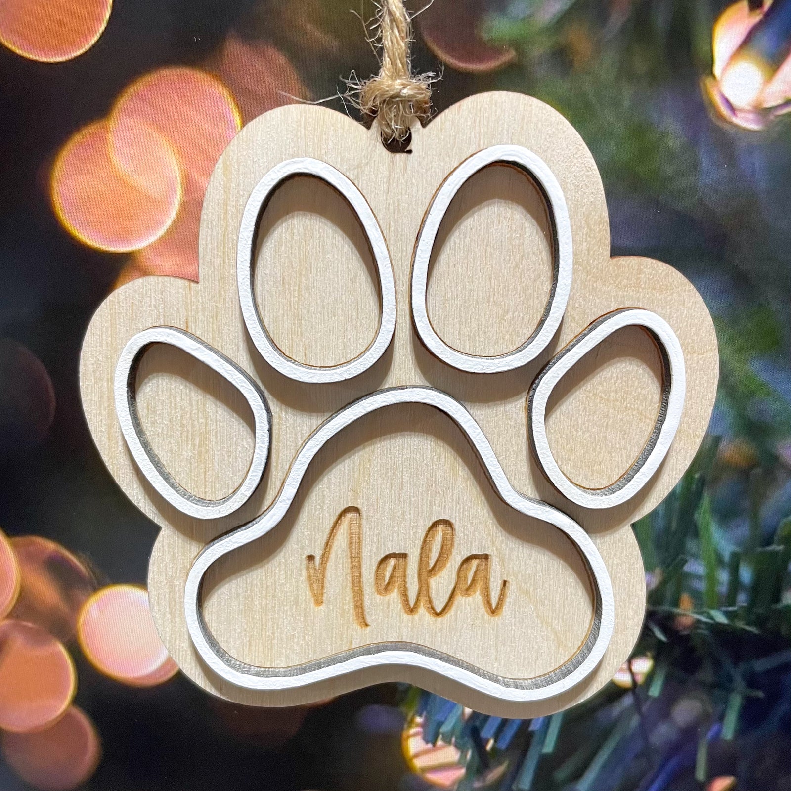 Custom Pet, Paw Print- Wood Ornament