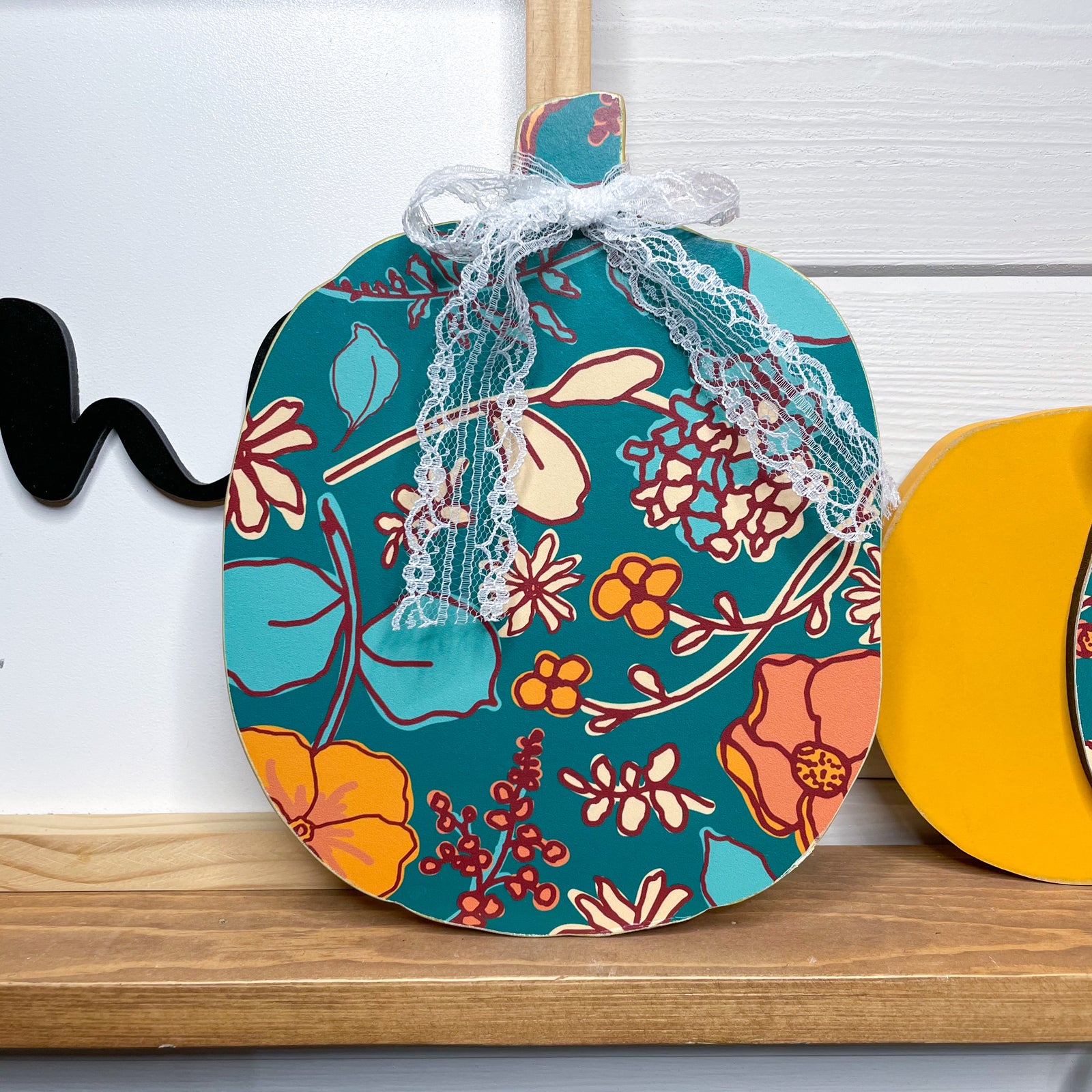 Pumpkin Teal Floral- Tall