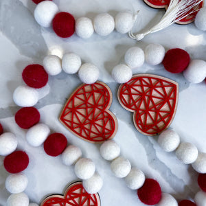 Geometric Heart, Red and White - Valentine’s Day Garland