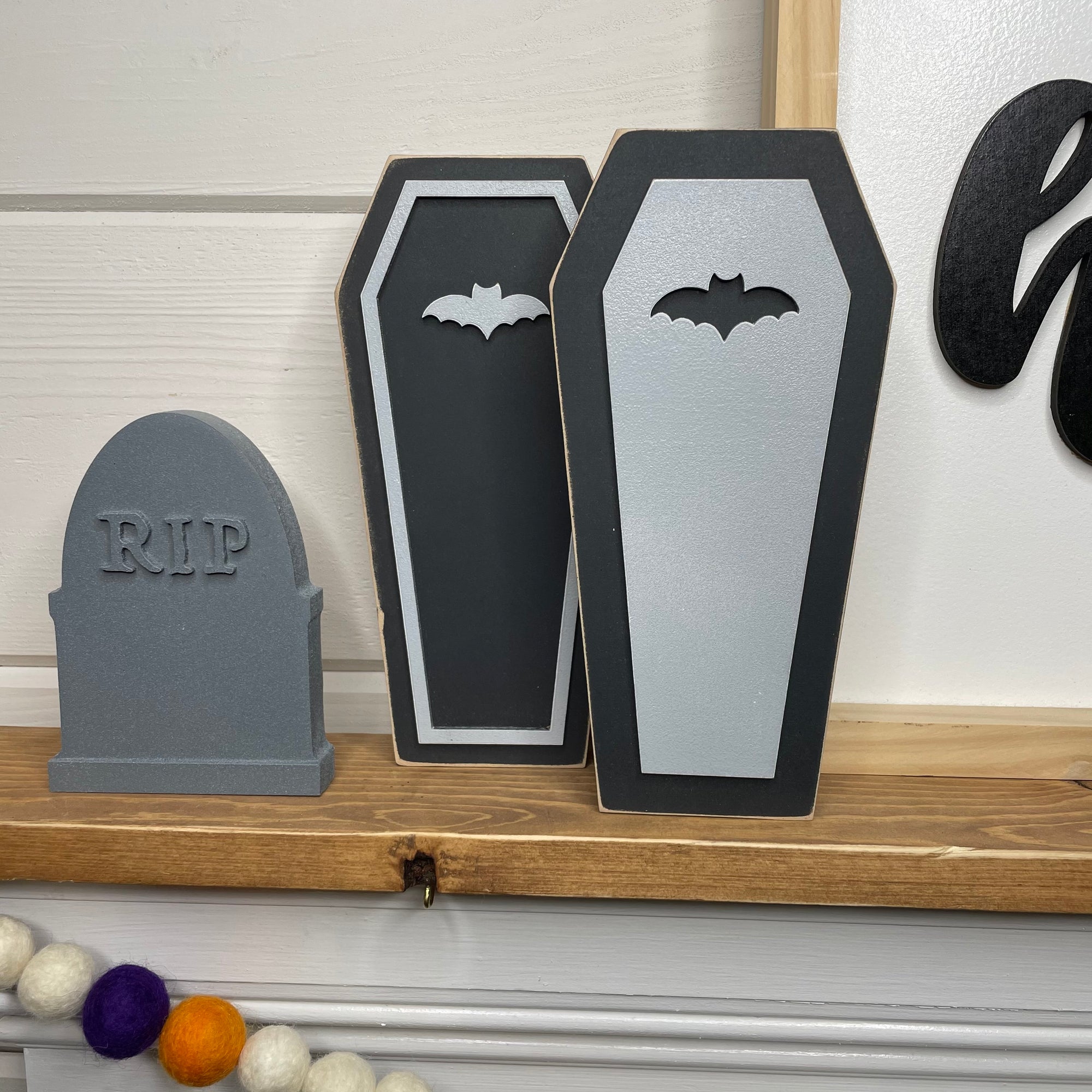 Coffin- Halloween Decor, 10” tall, Freestanding