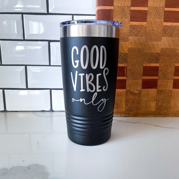 I Run On Good Vibes-Workout Fitness 20 Oz Car Cup Travel Coffee