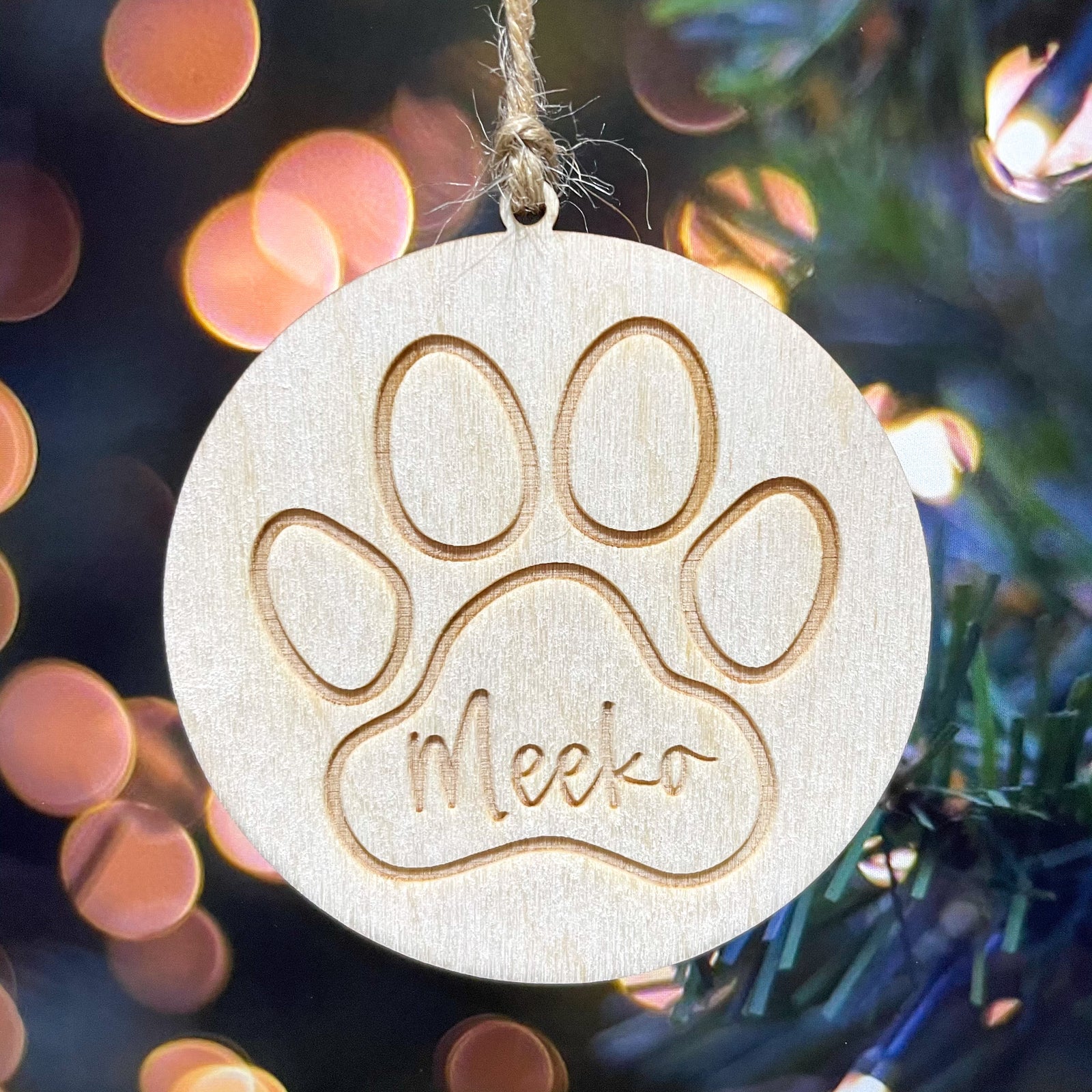 Custom Pet, Paw Print- Wood Ornament
