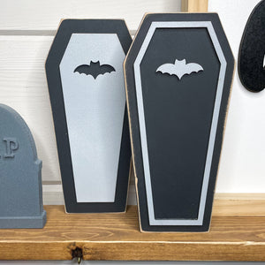 Coffin- Halloween Decor, 10” tall, Freestanding
