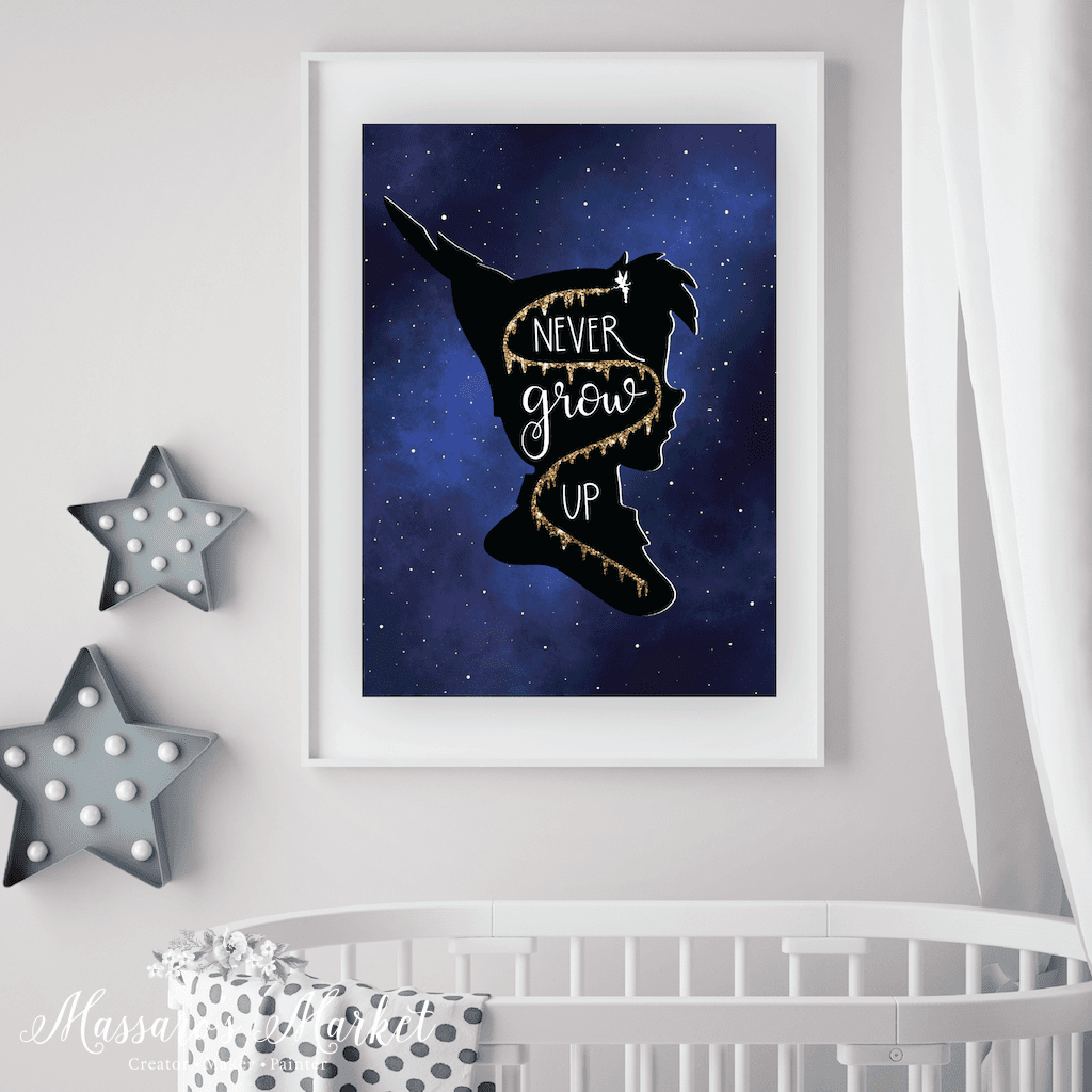 Peter Pan- Never Grow Up Pixie Dust- Nursery Wall Art Gallery Prints