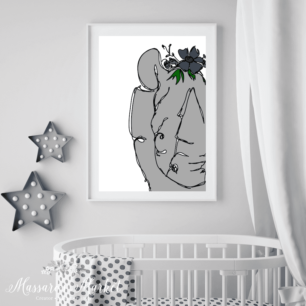 Rhino- Art Print Nursery Wall Gallery Prints