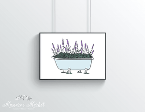 Tub Of Flowers- Lavender Art Print Florals Prints